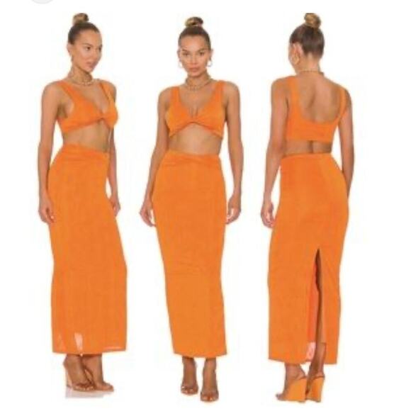 Superdown Joana Maxi Skirt Set in Tangerine Orange size Small - Picture 8 of 9
